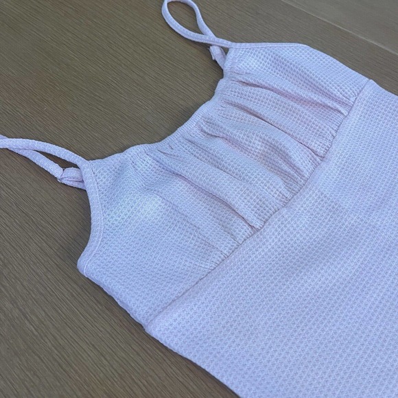 Women's Princess Polly Size 4 Light Pink Thermal Waffle Knit Bodycon Dress - Picture 2 of 7